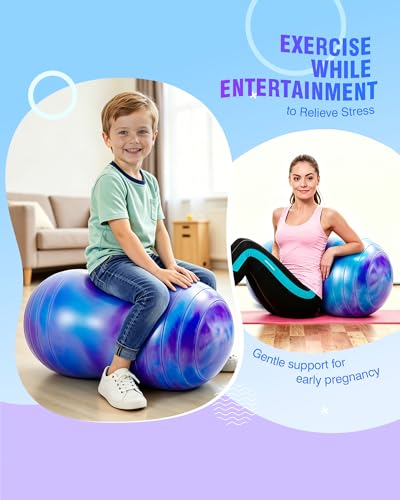 ZOOJOY Peanut Ball for Kids and Adults | 18/20Inch Anti-Burst Exercise Ball - color: Purple & Blue, size: 35 x 18 Inch