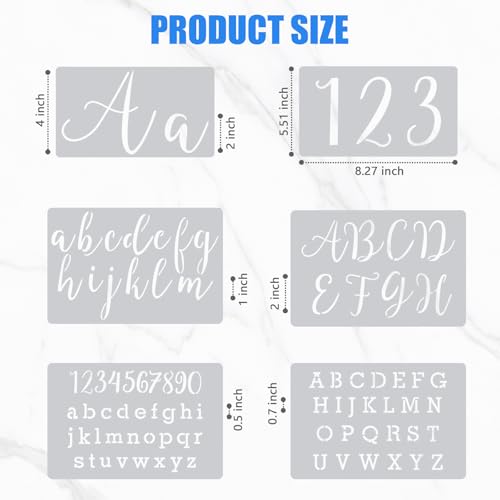 45PCS Reusable Letter Stencils, Alphabet Numbers Painting Stencil Kit | Reusable stencils with letters, numbers, and punctuation for painting on wood, fabric, chalkboards, walls, and DIY crafts