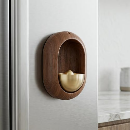 Door Chime - Wooden Bell | Magnetic Trigger with Brass Chime