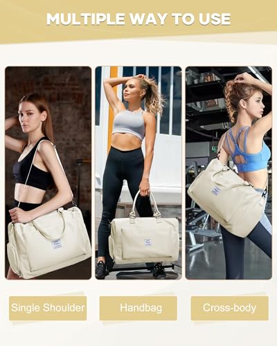 Travel Duffel Bag Weekender Bags for Women Carry On Gym Tote Bags White - color: G4-Cream White