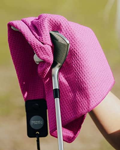 Magnetic Golf Towels for Golf Bags with Clip & Ultra Strong Magnet - Waffle Weave Microfiber Towel for Secure Hold on Bags & Carts - Ideal Club Cleaner & Accessories - Pink - color: Pink