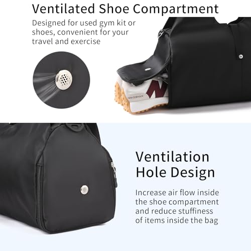 Handbag for Women Yoga Bag Large Capacity Yoga Pad Buckle with Shoe Compartment Water Bottle Sports Gym Bag Travel - color: C02-2 Black