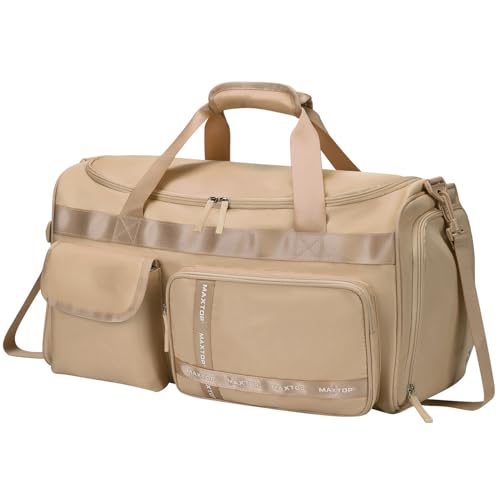 MAXTOP Large Gym Bag for Women Men Duffle Bag With Wet Dry Separation - color: Khaki, style: Gym Bag