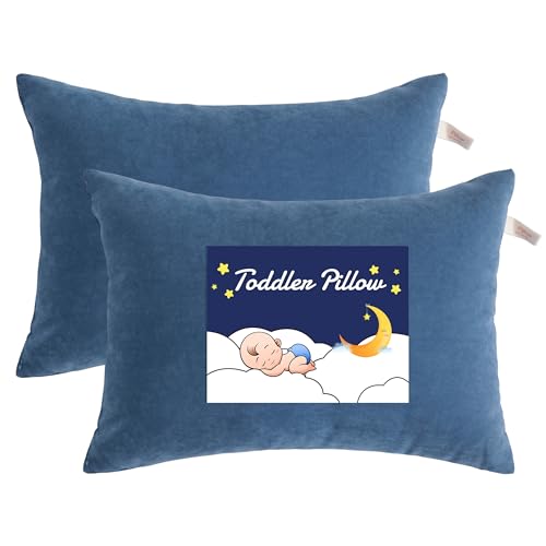 NTBAY Toddler Pillows, Set of 2, 13"x18", Denim Blue - color: Denim Blue, size: 13"x18"