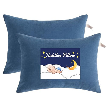 NTBAY Toddler Pillows, Set of 2, 13"x18", Denim Blue - color: Denim Blue, size: 13"x18"