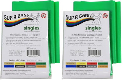 Cando 10-6303 Sup-R Latex Free Exercise Band, 5' Singles, Medium, Green (Pack of 2) - color: Green: Medium, size: 1 Count (Pack of 2)