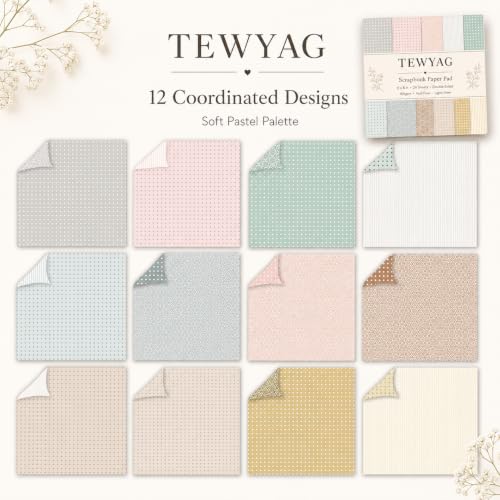 Pastel Scrapbook Paper Double Sided 6x6 Polka Dots Geometric 24 Sheets - color: Geometric