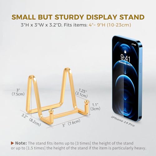 Plate Holder Easel Display Stand - 3 inch Metal Plate Stands for Display - Tabletop Picture Stand - Gold Iron Easels for Display Pictures | Photo Frames | Book | Decorative Plates | Plaque - 4 Pack - size: 3 inch-4