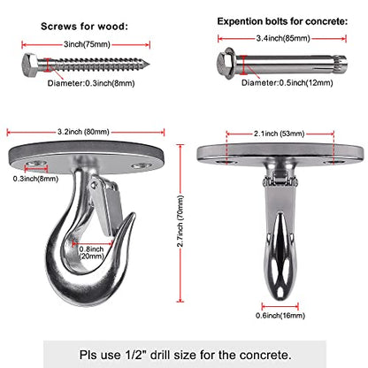 Dolibest Ceiling Anchor Mount for Yoga Swing Suspension, Resistance Band Wall Anchor, Body Weight Strength Training Systems, 2000LB Capacity, Stainless Steel,1PCS - color: Silver-2holes