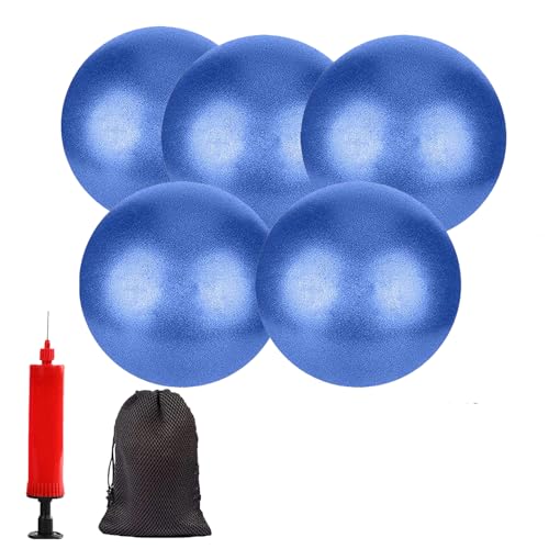 Mini Yoga Balls 6 Inch Exercise Pilates Therapy Balance Micropore Ball Barre Equipment for Home Stability Training Physical Core Training with Pump - color: Blue-5PCS, size: 6 Inch
