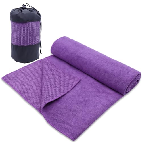 Kolti Hot Yoga Towel Non-Slip Yoga Mat with Grip Dot Towel Ultra-Absorbent Microfiber Towel for Hot Yoga, Pilates, Bikram and Workout Gear 24"x 72"