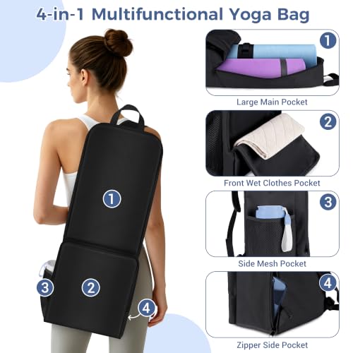 COOLBEBE Yoga Bag for Women with Side Mesh Pockets & Wet Dry Compartment