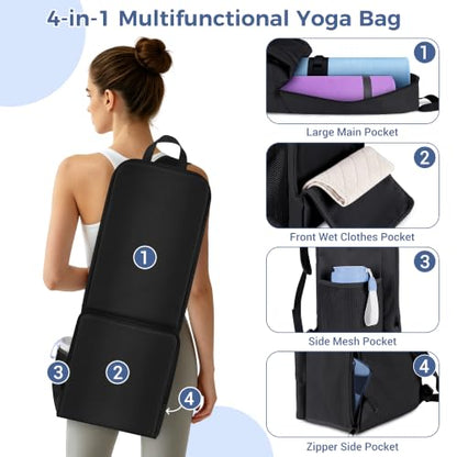 COOLBEBE Yoga Bag for Women with Side Mesh Pockets & Wet Dry Compartment