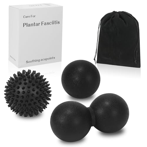3-in-1 Massage Ball Set, Peanut Ball, Spiky, Lacrosse for Plantar Fasciitis
