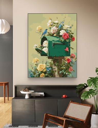 ZRIZQ Paint by Numbers Kit for Adults Beginner,Flowers Mail,16x20 | Full set with wooden brushes,rolled canvas,rich paints.Calming activity.Beginner friendly.Just open and paint. - color: 16"X20"Rolled Canvas(Frameless)-Flowers 18
