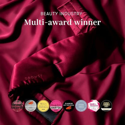 DROWSY Silk Sleep Mask - Face-Hugging, Padded Cocoon for Luxury Sleep in Total Darkness - 100% Pure Mulberry Silk (La Vie En Rouge) - color: La Vie En Rouge, size: 1 Count (Pack of 1)