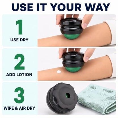 Manual Massage Ball Roller for Deep Tissue & Back Relief - Green Handheld Massage Tool for Essential Oils & Couples Therapy - color: Green