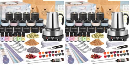 SAEUYVB Candle Making Kit with Wax Melter, Candle Making Kit for Adults - DIY Starter Soy Candle Making Kit/Supplies-Perfect as Home Decoration (Pack of 2) - size: 15 pcs candle tins kit (Pack of 2)