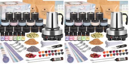 SAEUYVB Candle Making Kit with Wax Melter, Candle Making Kit for Adults - DIY Starter Soy Candle Making Kit/Supplies-Perfect as Home Decoration (Pack of 2) - size: 15 pcs candle tins kit (Pack of 2)