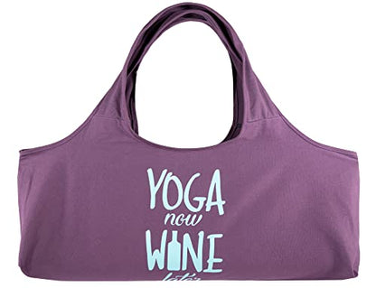 Wild Essentials Yoga Bag, Exercise, Tote, Large Carrier, Shoulder Strap, Inner Pocket, Fits Most Mats, Recycled Cotton Canvas - color: Purple