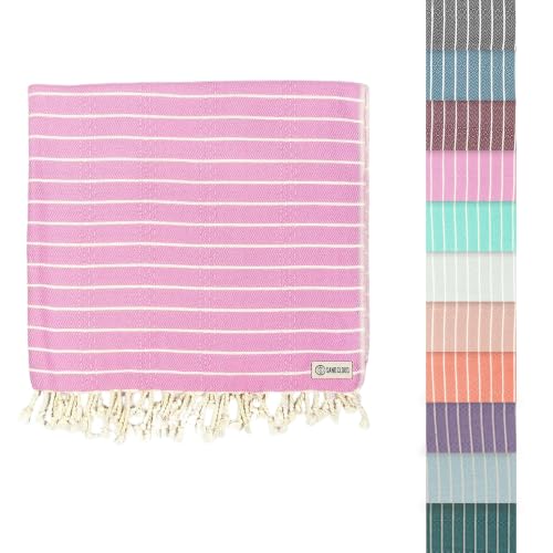 Sand Cloud Turkish Beach Towel - Sand Resistant & Quick Dry Towel | 100% Certified Organic Turkish Towel - Bath Towel or Beach Blanket for Picnic - As Seen on Shark Tank - Gocek (Pink) - color: Pink, size: 37x69