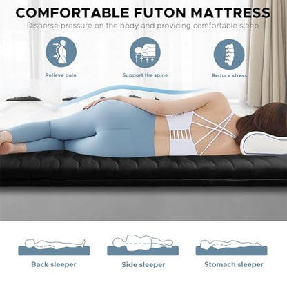 SCHNAUZER HOME Japanese Floor Mattress Futon Mattress Full 3.5" Thick Black - color: Black, size: Full( 80 x 54)