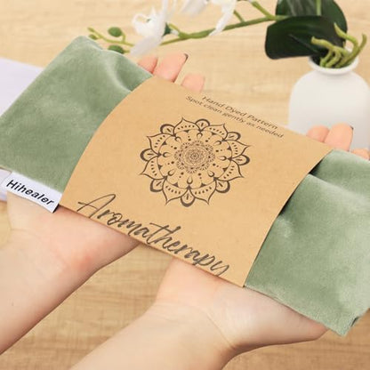 Hihealer Lavender Eye Pillow for Sleeping, Weighted Eye Mask for Spa, Yoga - color: Velvet Green 4 Pack