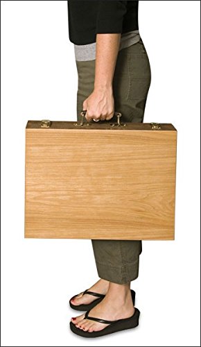 Creative Mark Capri Deluxe Wood Artist Paint Box - Storage for Art Supplies, Paints, Mediums, Brushes, Compartment Storage, Lightweight, Travel - [Oil-Stained - Natural Finish] - color: Elm