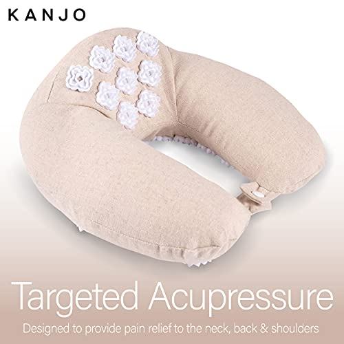 Kanjo 메모리 폼 지압 목 베개 - 고밀도 메모리 폼 코어 - 여행용 액세서리 베개 - 목 통증 및 허리 통증 완화 - 휴대용 가방 포함 - FSA 및 HSA 적격