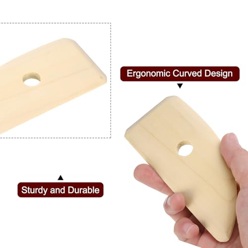 HARFINGTON 2pcs Pottery Ribs 12cm 12.7cm Wooden Clay Ceramic Sculpting Tools Set for Finishing Shaping and Smoothing Removing Finger Marks