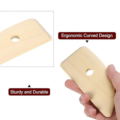HARFINGTON 2pcs Pottery Ribs 12cm 12.7cm Wooden Clay Ceramic Sculpting Tools Set for Finishing Shaping and Smoothing Removing Finger Marks