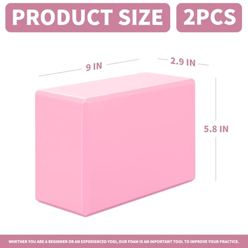 Yoga Blocks 2 Pcs, 9"x6"x3" Yoga Brick Foam Blocks EVA Foam Block Yoga Props Accessories for Yoga Pilates Stretching and Meditation - color: Pink