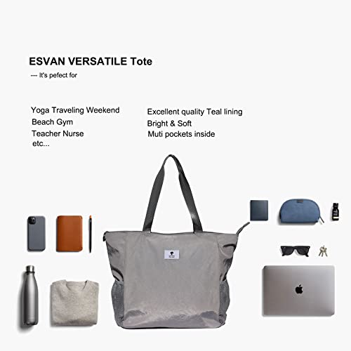 ESVAN Yoga Mat Bag Yoga Tote Carrier Shoulder Bag Carryall Tote for Office,Yoga,Pilates,Travel,Beach and Gym - color: F Gray