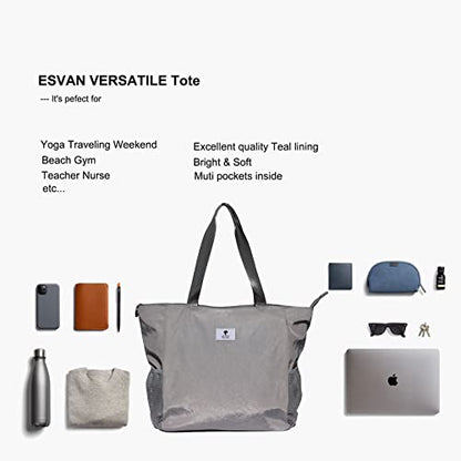 ESVAN Yoga Mat Bag Yoga Tote Carrier Shoulder Bag Carryall Tote for Office,Yoga,Pilates,Travel,Beach and Gym - color: F Gray