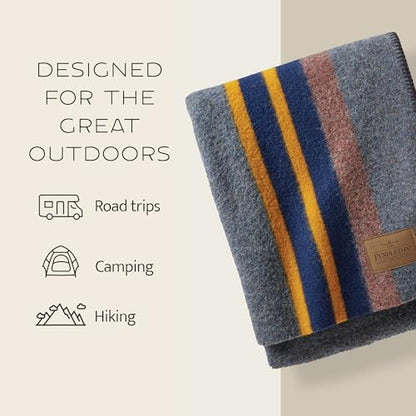 Pendleton Yakima Throw 54" x 66", Wool Cotton | Soft and Durable Wool Throw for Home and Travel - Lake - color: Lake