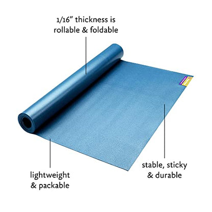 Hugger Mugger Tapas Travel Yoga Mat - Super Portable and Durable, Textured Sticky Surface, May be Folded or Rolled, Packable, Economical - color: Blue