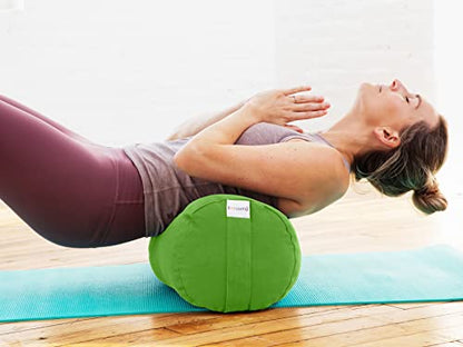 Sol Living Yoga Bolster Pillow for Restorative Yoga, 100% Cotton Meditation Cushion, Extra Firm Support Bolster for Yoga Body Pillow with Removable Washable Cover and Carry Handle