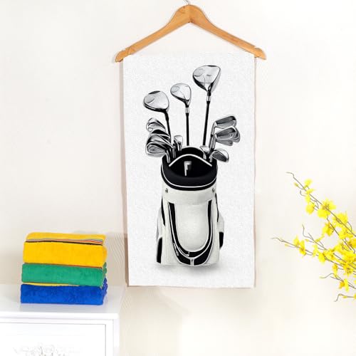 Golf Clubs Bath Towel 15X30 Inch Washcloths Golf Clubs in A Silver Bag Face/Body/Hair/Hand Towel for Spa Gym Yoga Swim Bathroom Kitchen Hotel - color: Golf Clubs