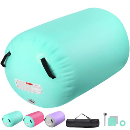 Inflatable Gymnastics Air Roller Barrel Green 40 * 23.6inch - color: Green, size: 40*23.6 Inch