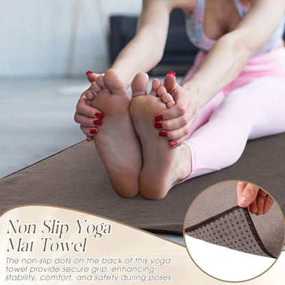 Hahafelt 3 Pack Hot Yoga Mat Towel Non Slip, Beige Dark Gray Coffee - color: Beige Dark Gray Coffee