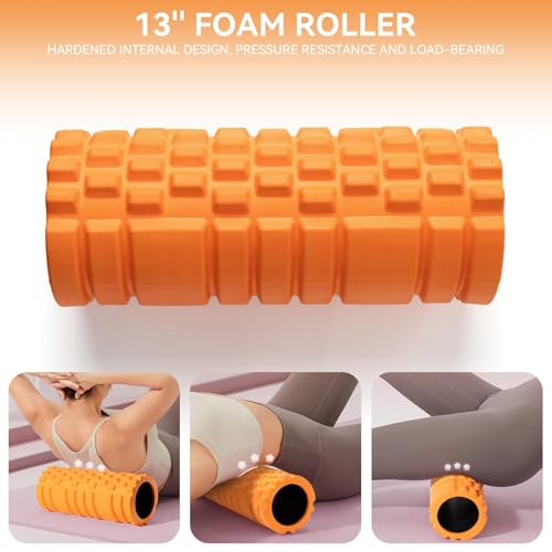 Krightlink Foam Roller High Density 13" Patented Exercise Roller for Deep Tissue Muscle Massage, Muscle Massage and Myofascial Trigger Point Release, Relieves Muscle Pain, Improves Mobility (Orange) - color: Tangerine