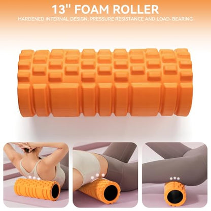 Krightlink Foam Roller High Density 13" Patented Exercise Roller for Deep Tissue Muscle Massage, Muscle Massage and Myofascial Trigger Point Release, Relieves Muscle Pain, Improves Mobility (Orange) - color: Tangerine