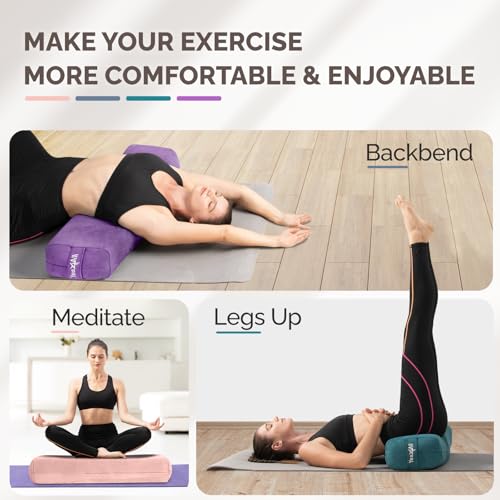 Yes4All Triple-Layer Sponge Yoga Bolster Pillow for Restorative Yoga & Meditation - Versatile Yoga Support Pillow, Balance & Poses Modification - color: D. Purple