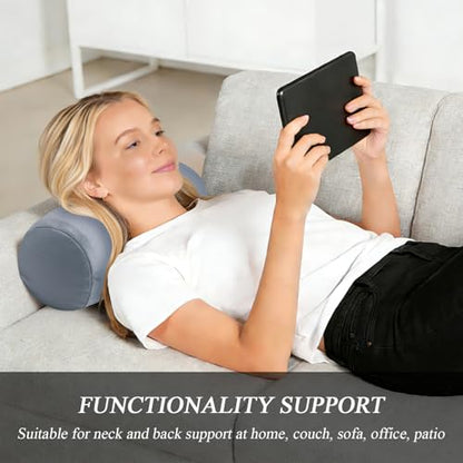 Microbead Bolster Tube Pillows with Double Cover, Squish Bean Bed Microbead Pillow Soft Neck Back Lumbar Support Smooth Cool Touch Comfortable Fabric (Gray) - color: Gray