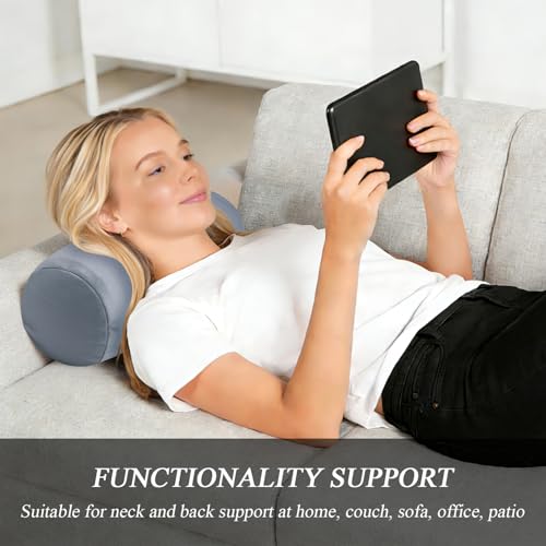 Microbead Bolster Tube Pillows with Double Cover, Squish Bean Bed Microbead Pillow Soft Neck Back Lumbar Support Smooth Cool Touch Comfortable Fabric (Gray) - color: Gray