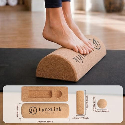 Professional Foot & Ankle Trainer, Modular Cork Slack Board with Progressive Stability Bars for Plantar Fasciitis Relief, Mobility & Balance Training, Balance Board Set Non-Slip Wooden Single Leg Support, Fits Size 8-12