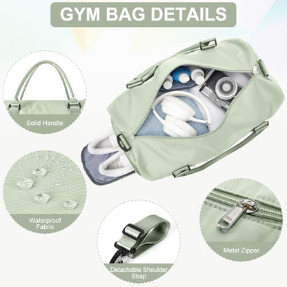 Gym Bag for Women Men with Shoes Compartment,Sports Duffle Bags Personal item travel Duffel Tote Bag Small Carry on Weekender Overnight Bag Workout Dance Bags Hospital Holdalls Grass Green - color: A18-Grass Green