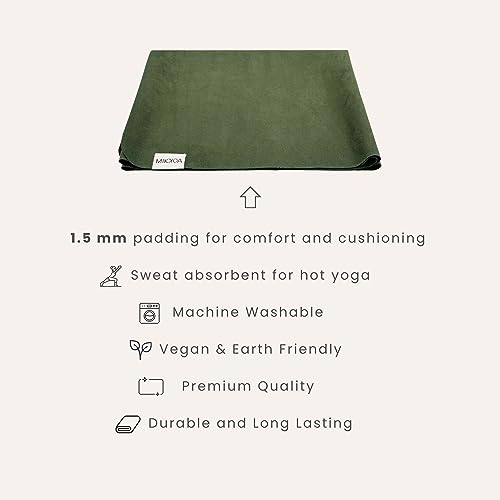 Travel Yoga Mat 1.5mm | Foldable, Lightweight Mat | Use for Travel, Backpacking, Yoga Retreat, Outdoors, Gym, Pilates, Machine Washable, Eco-Friendly - color: Green