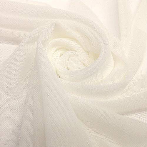 Power Mesh Fabric | 4-Way Stretch | Dancewear, Sportswear Fabric | 60" Wide | Lightweight, Sheer | 90% Nylon, 10% Spandex | for Sewing (2 Yards, Ivory) - color: Ivory, size: 2 Yards