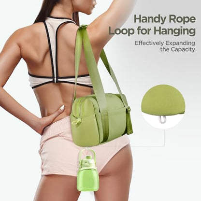 Mini Gym Bag for Women Girls Small Gym Tote Bag with Wet Compartment Waterproof Travel Duffle Bag Cute Workout Sport Bag - color: Green-12in